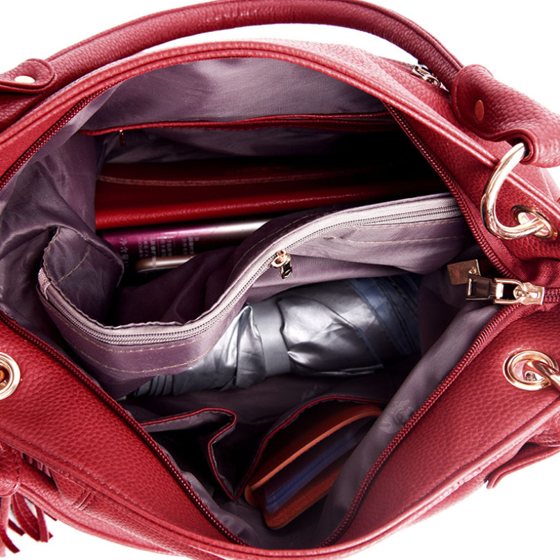 Leather tassel soft leather shoulder bag - Image 3