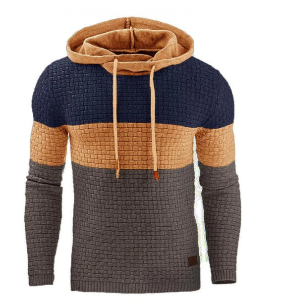 Men's Jacquard Sweater Long-sleeved Hoodie Warm Color Hooded Sweatshirt Jacket - Image 7