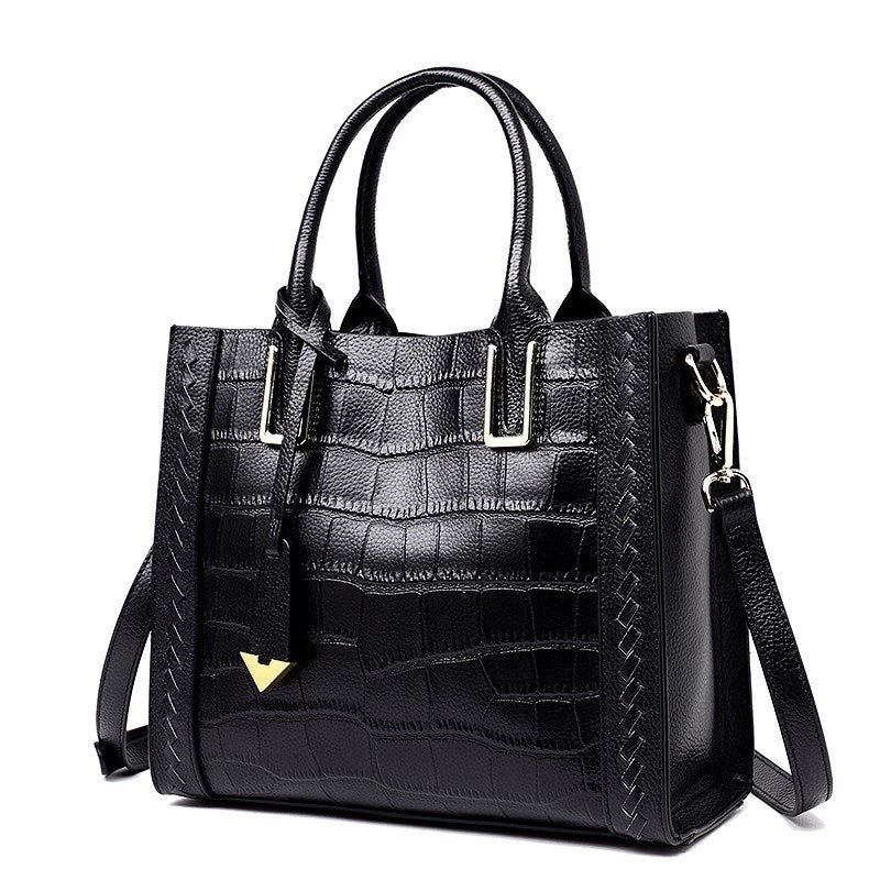 Crocodile Pattern Woven Handbag Women Leather Handbags - Image 11