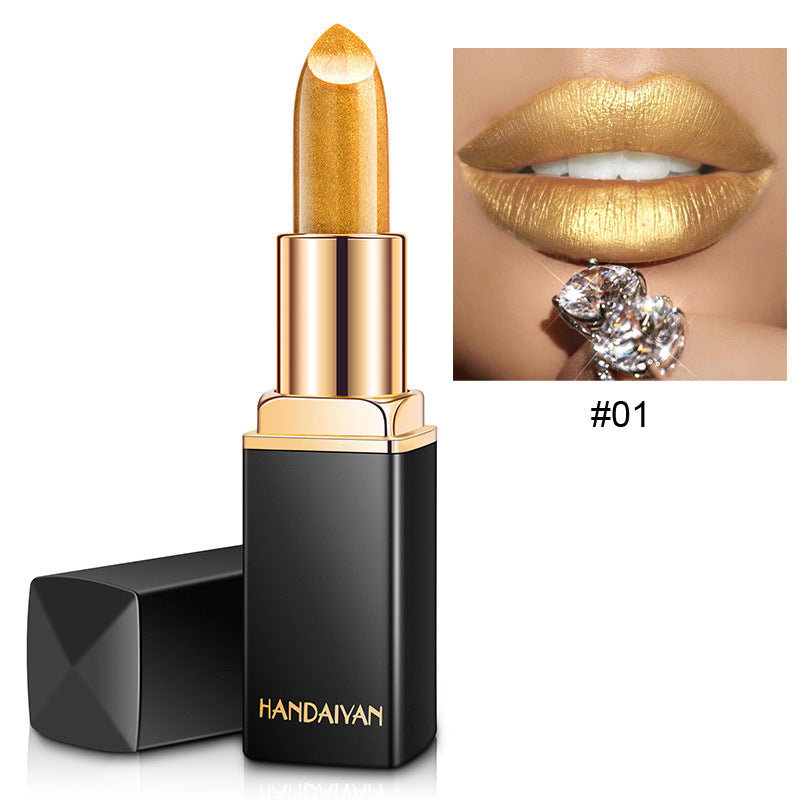 Shiny Metallic Lipstick Pearlescent Color Temperature Change Lipstick Gilt Lipstick - Image 2