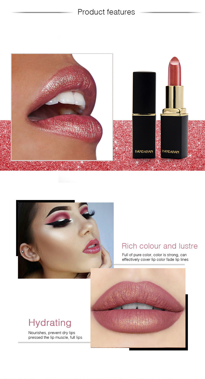 Shiny Metallic Lipstick Pearlescent Color Temperature Change Lipstick Gilt Lipstick - Image 5