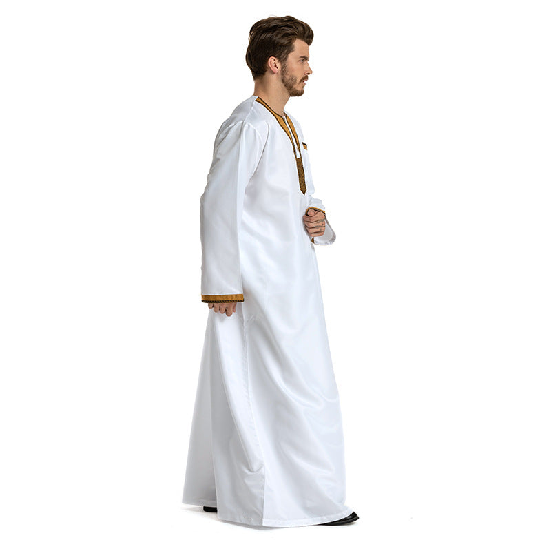 Round Neck Stitching Long-Sleeved Muslim Hui Robe Male - Image 4