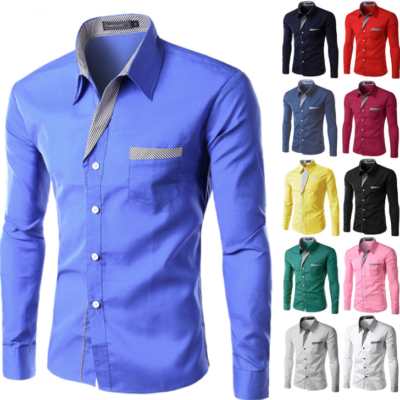 European And American Simple Men’s Long Sleeve Shirt European And American Simple Men’s Long Sleeve Shirt