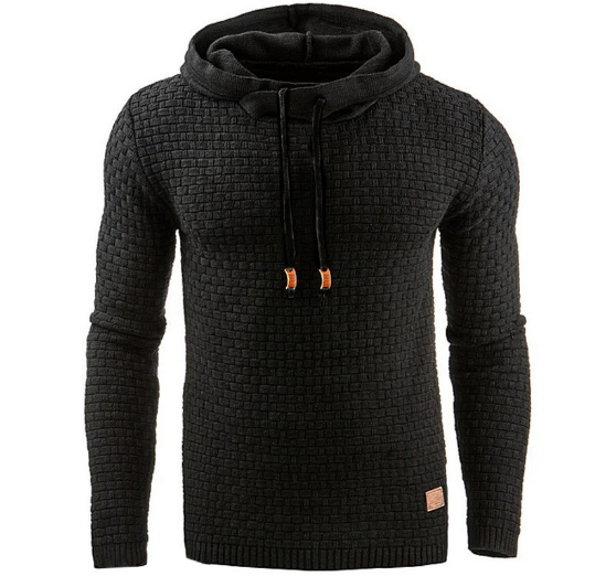 Men's Jacquard Sweater Long-sleeved Hoodie Warm Color Hooded Sweatshirt Jacket - Image 17