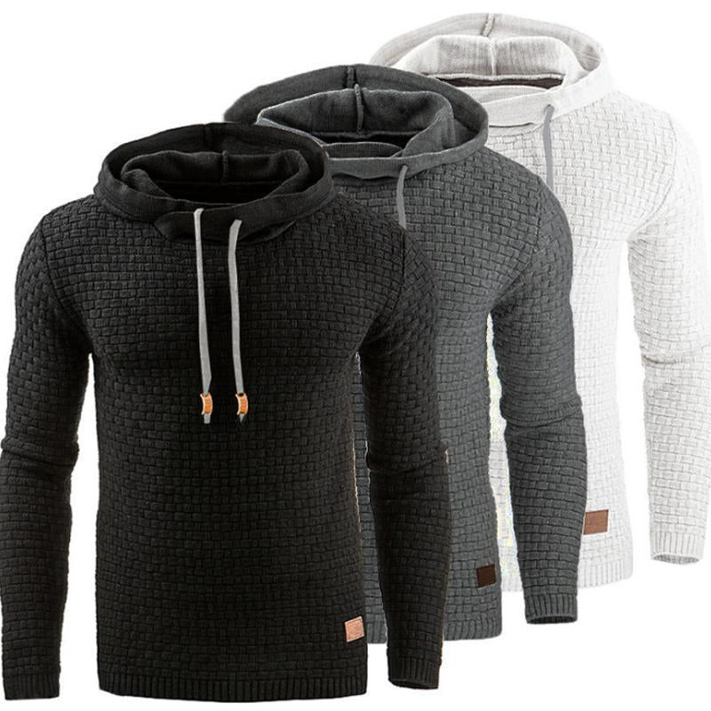 Men's Jacquard Sweater Long-sleeved Hoodie Warm Color Hooded Sweatshirt Jacket - Image 2