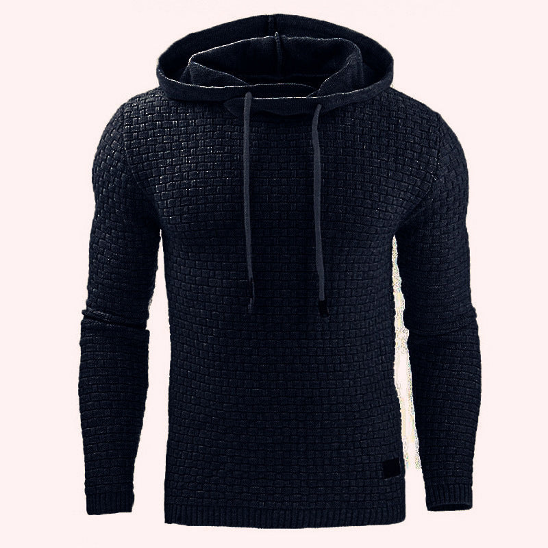 Men's Jacquard Sweater Long-sleeved Hoodie Warm Color Hooded Sweatshirt Jacket - Image 20