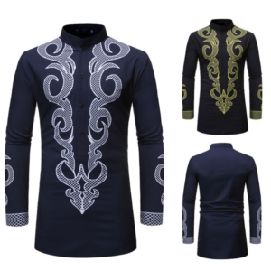 African Dashiki Robe Print Dress Shirt Men Hipster Hip Hop Casual