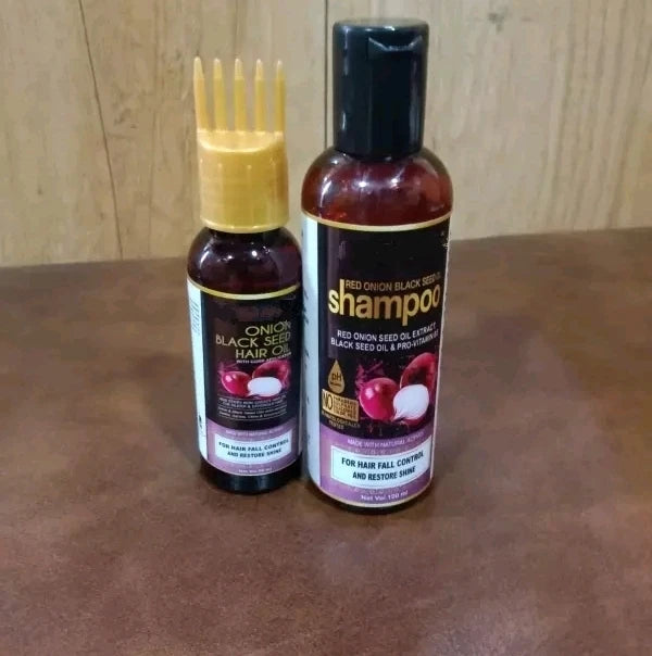 Black Seed Onion Hair Oil + Shampoo for Hairloss Control with comb applicator - Image 9