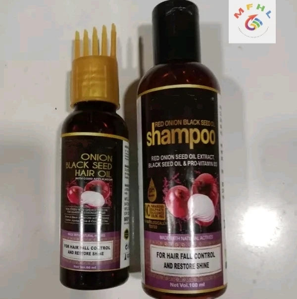 Black Seed Onion Hair Oil + Shampoo for Hairloss Control with comb applicator - Image 7
