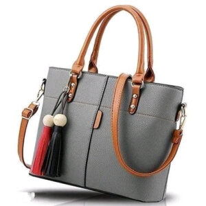 Grey Stylish Shopping Leather Handbag For Women