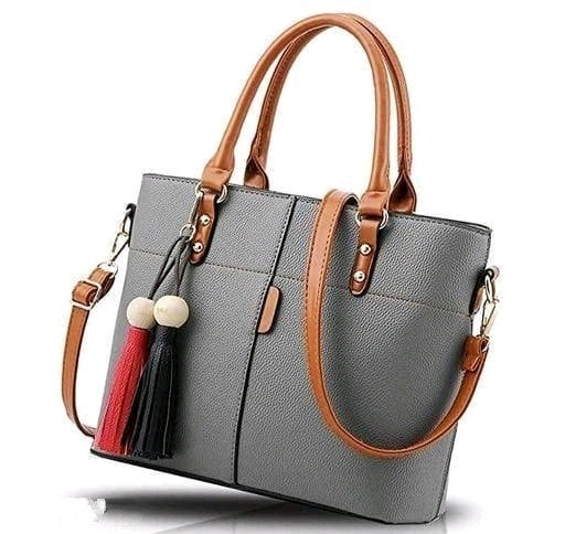 Grey Stylish Shopping Leather Handbag For Women