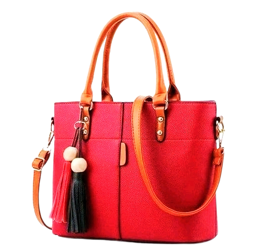 Red Stylish Shopping Leather Handbag For Women