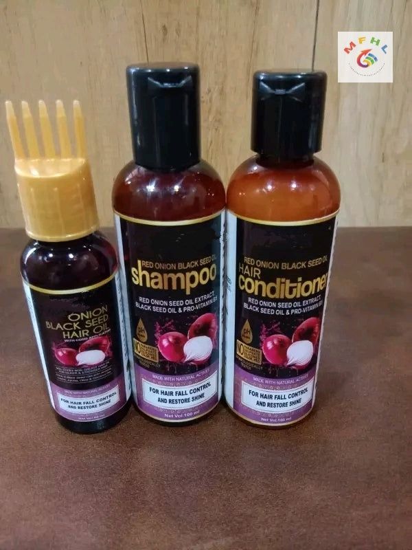 Hair Care Set of Black Seed Onion Hair Oil + Shampoo + Conditioner for Hair fall Control 300 ml - Image 6