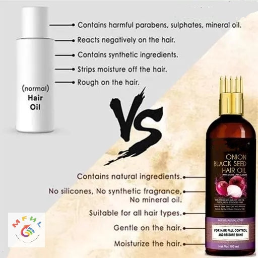 Hair Care Set of Black Seed Onion Hair Oil + Shampoo + Conditioner for Hair fall Control 300 ml - Image 3