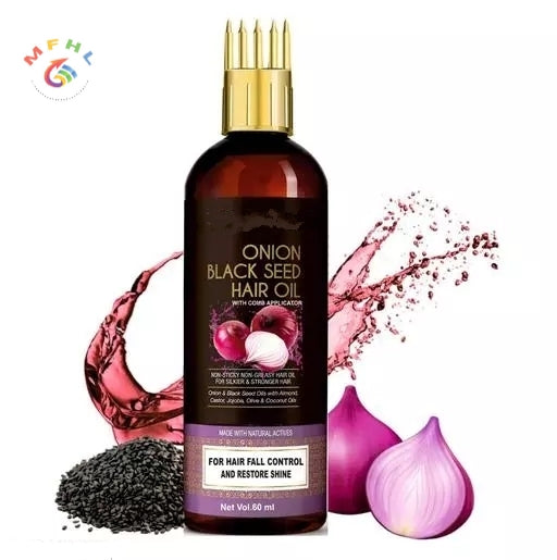 Black Seed Onion Oil for Hair Growth with comb applicator - Image 2