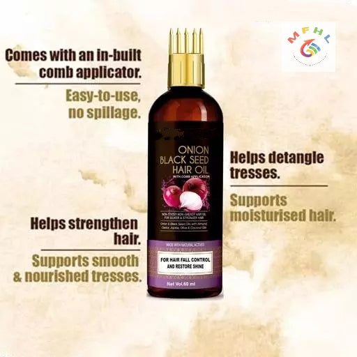 Black Seed Onion Oil for Hair Growth with comb applicator - Image 4