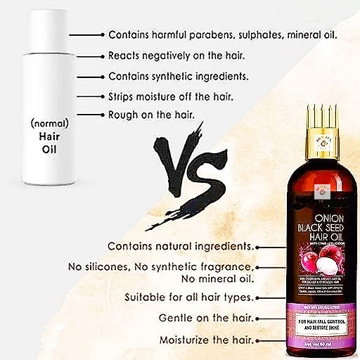 Black Seed Onion Oil for Hair Growth with comb applicator - Image 8
