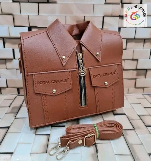Brown Collar Shirt Style Sling Bag - Image 2