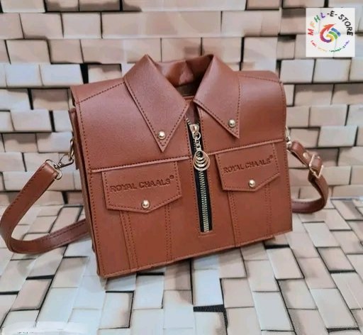 Brown Collar Shirt Style Sling Bag