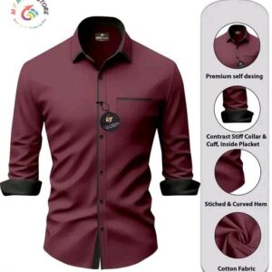Classic Men’s Cotton Maroon Shirt